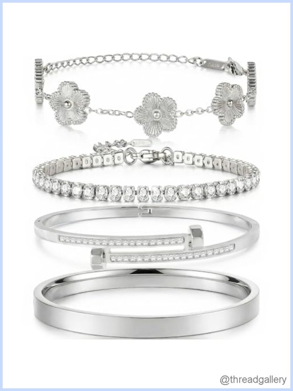 Stackable Gold Plated Bangle Bracelets Set for Women - Hypoallergenic